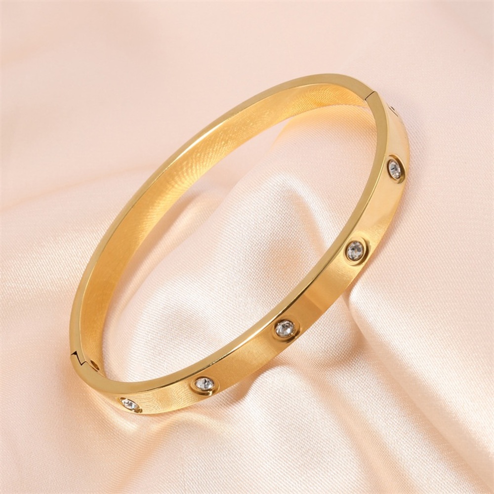 18K Gold Zircon Bangle Bracelet*Waterproof and Sweatproof - Picture 2 of 3